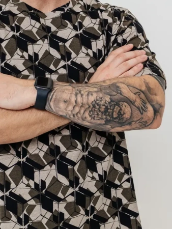 Футболка мужская оверсайз ФК678 куб хаки